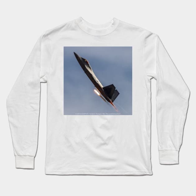 F-22 Raptor Afterburner With Flare Long Sleeve T-Shirt by acefox1